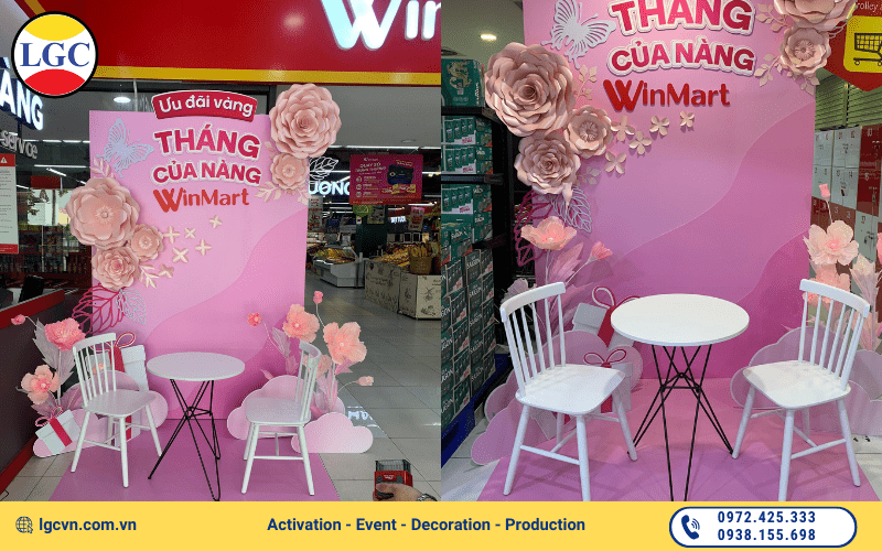 decor sự kiện Quốc Tế phụ nữ cho cửa hàng Winmart
